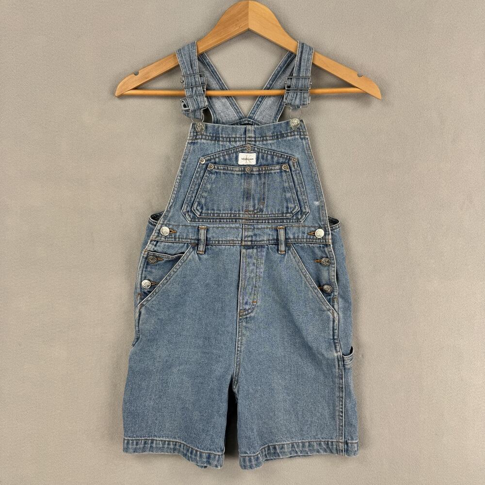 Calvin Klein Jeans Overalls Womens Medium Blue Denim Shortalls Carpenter Pockets